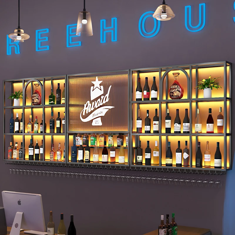 Attrezzature Armadietto Per Liquori Espositore Espositore Da Parete Bar Portatile Moderno Cantinetta Frigo Per Vini Home Bar Furniture
