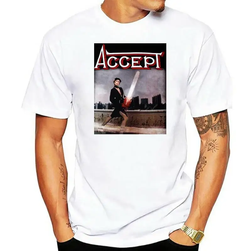 Accetta Accetta 1979 Heavy Metal Udo Saxon Judas Priest Krokus New Black T-Shirt Print T-Shirt