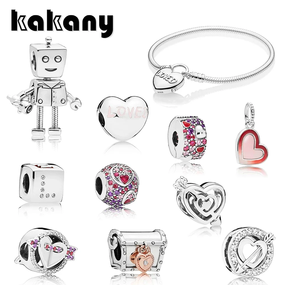 Standard 925 Sterling Silver San Valentino Scorpion Shiny Arrow Heart Shape Charm Love Treasure Robot Pendant Bracciale