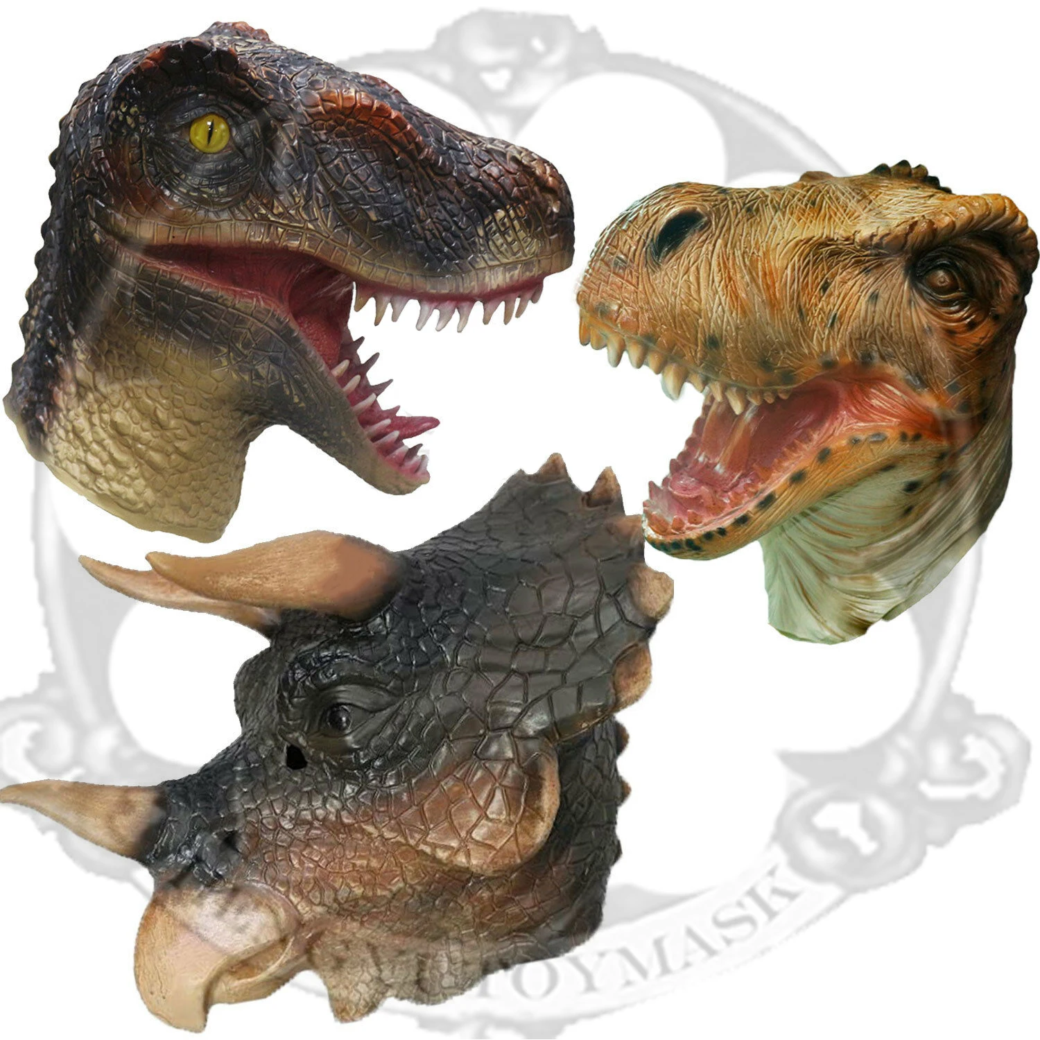 Latex Dinosaur T-Rex Triceratops Velociraptor Dinosaur Head Rettile Party Mask