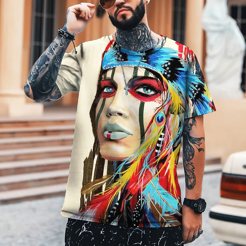 T-Shirt Manica Uomo Primavera Estate Design Vintage Harajuku T-Shirt In Poliestere Leica Moda Plus Size