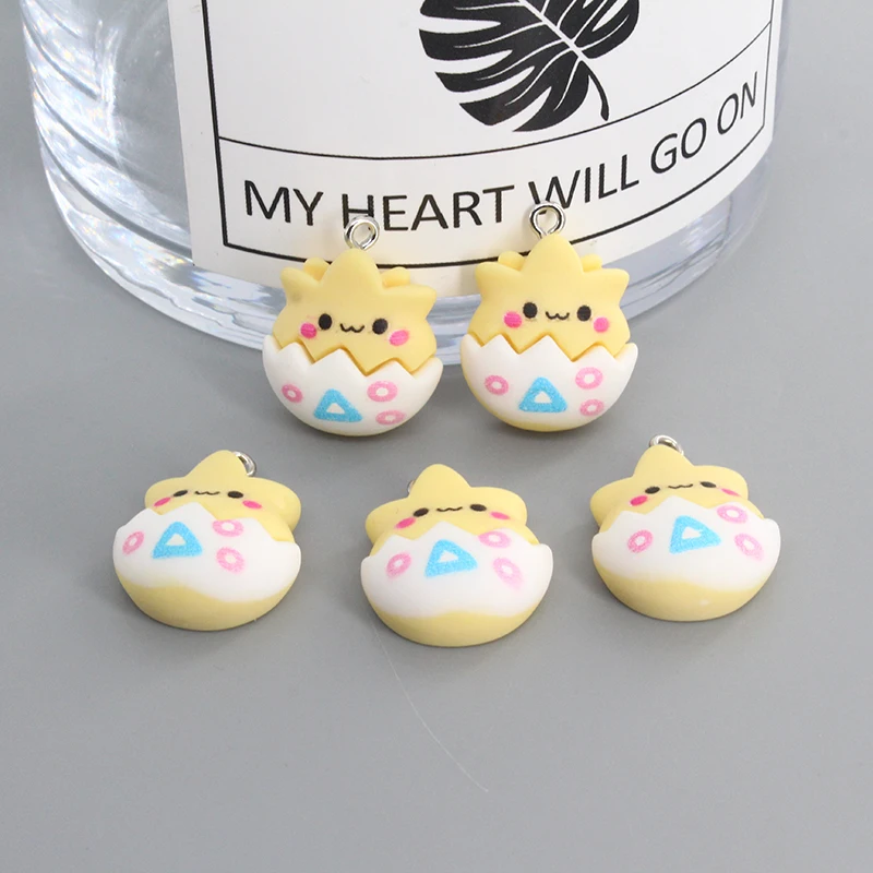 10 Pz/Pacco Lucky Small Monster Resin Cartoon Charms Giappone Cute Egg Orecchino Portachiavi Pendenti Per Gioielli Che Fanno Fai Da Te D235