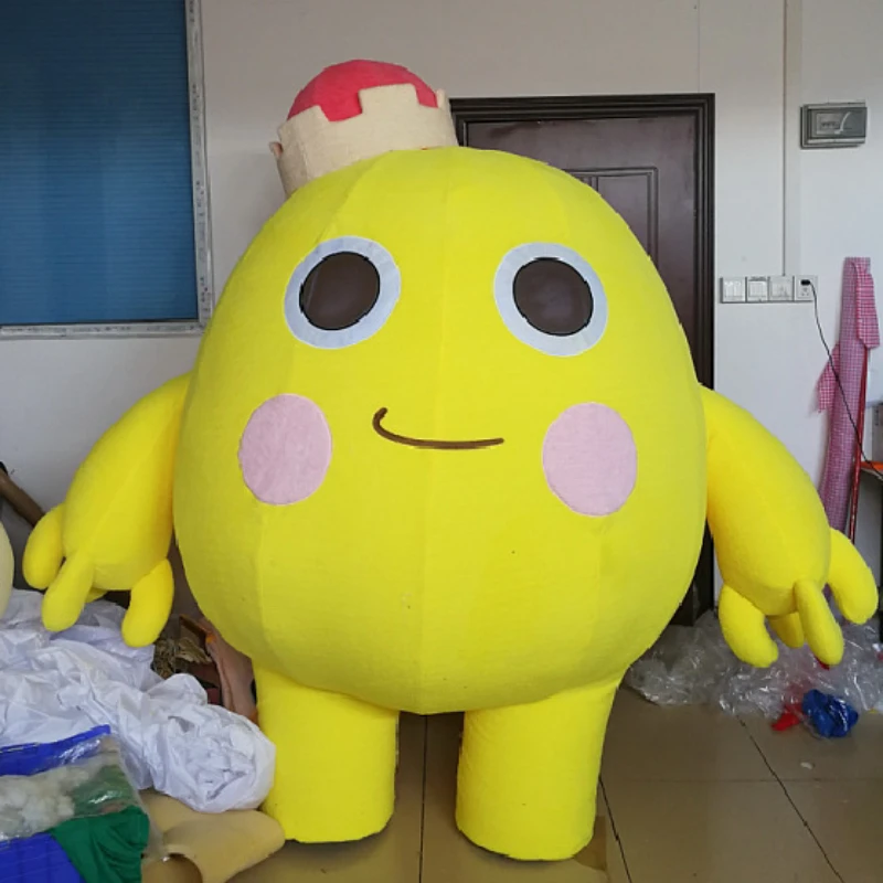 Costume Gonfiabile Carino Della Mascotte Dell'Uovo Piccolo Mostro Giallo Fursuit Vestito Della Bambola Del Fumetto Costumi Cosplay Halloween