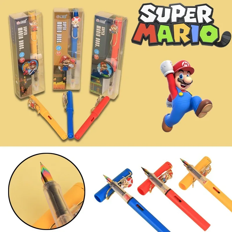 Super Mario Bros Cartoon Fountain Pens Anime Figures Toad Children Ef 0.38Mm School Pen Cancelleria Forniture Scolastiche Per Ufficio Regalo