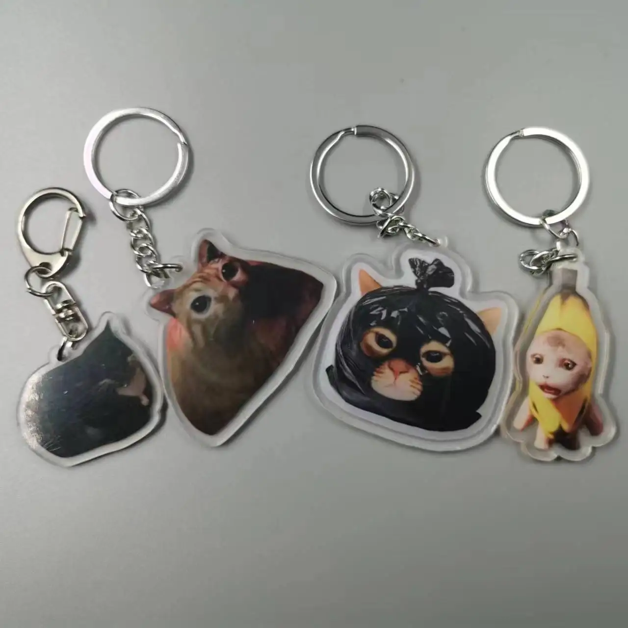 2023 Cute Garbage Bag Cool Memes Portachiavi 3D Modeling Banana Cat Hooded Cat Race Cat Maxwell Cat Student Gift Portachiavi Accessor