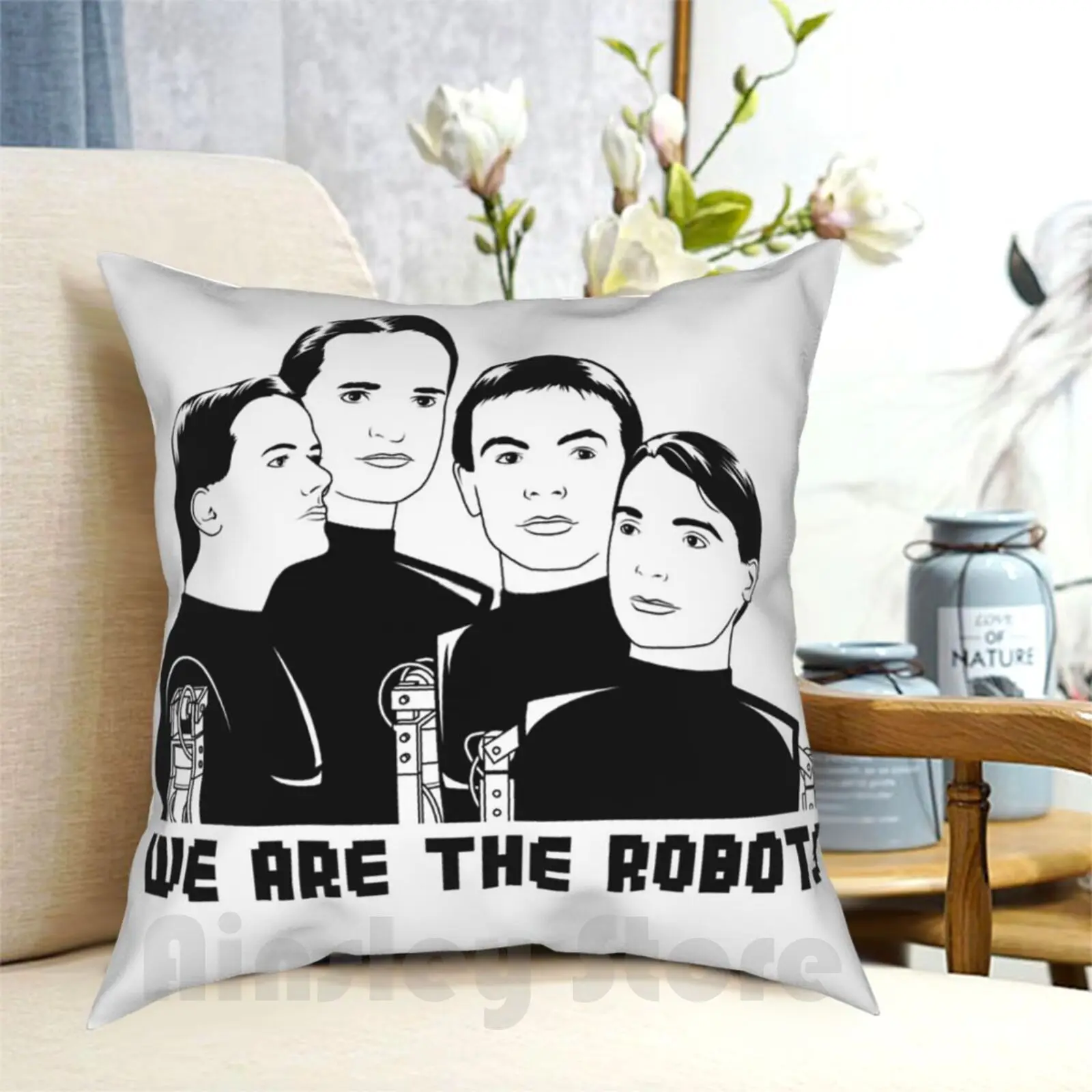 Siamo I Robot Federa Per Cuscino Stampata Home Soft Throw Pillow Kraftwerk Robotic Music Electro Synth Electronic