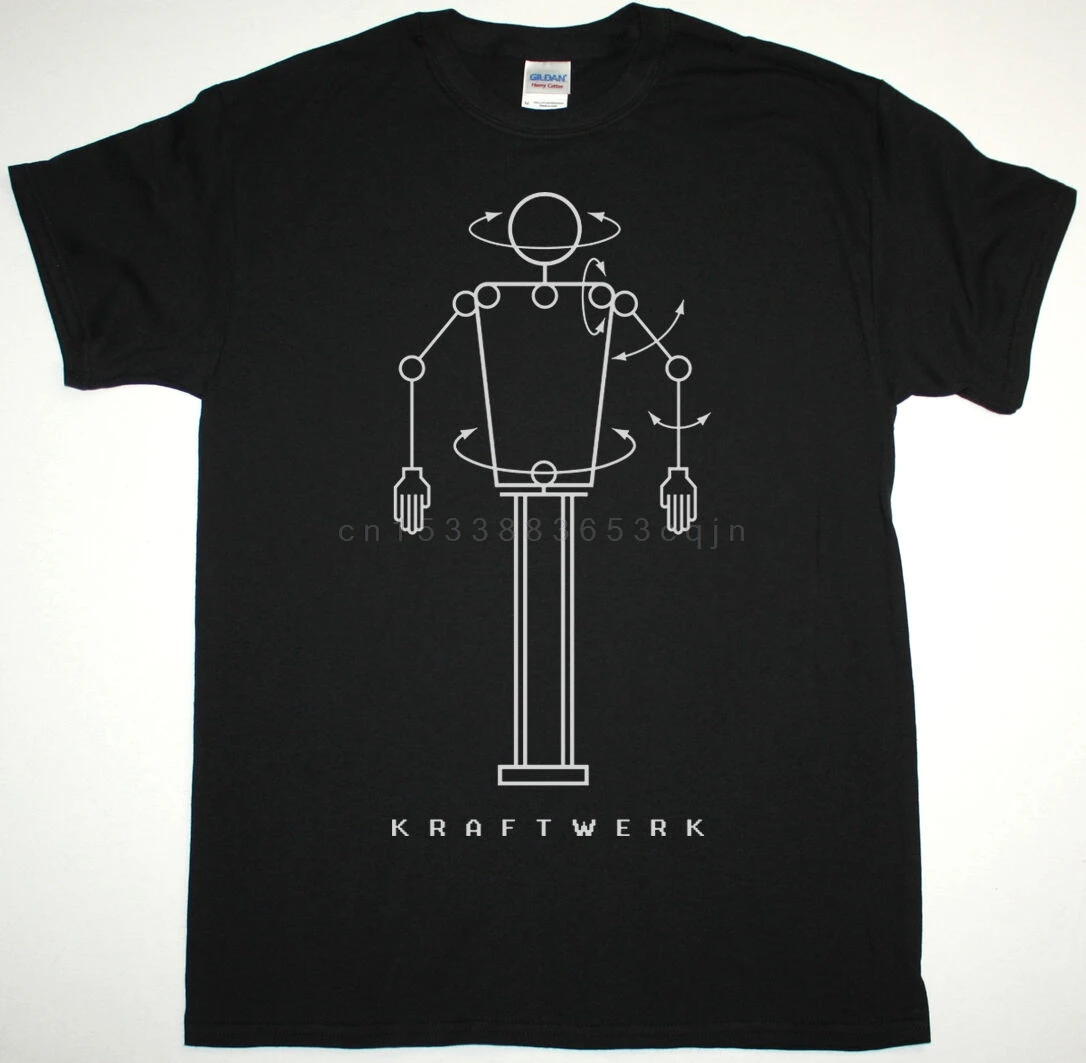 Kraftwerk Robot Nero/Bianco Mens T Shirt Elettronico Krautrock Anteriore 242 Devo