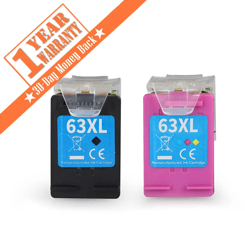 Cartuccia D'Inchiostro 2Pk 63Xl Per Hp Officejet 3830 4650 4655 5255 Envy 4511 4512 4516