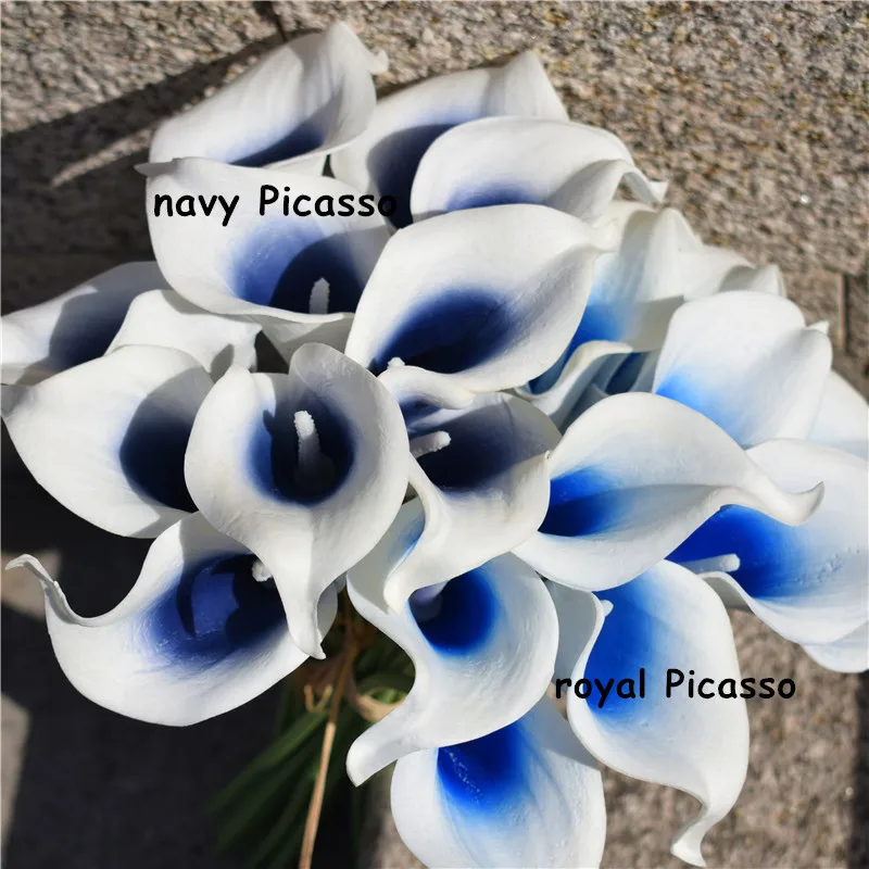 Dark Navy Royal Calla Lily Real Touch Flowers Per Mazzi Da Sposa In Seta Centrotavola Per Matrimoni Home Hotel Flowers Party Deco