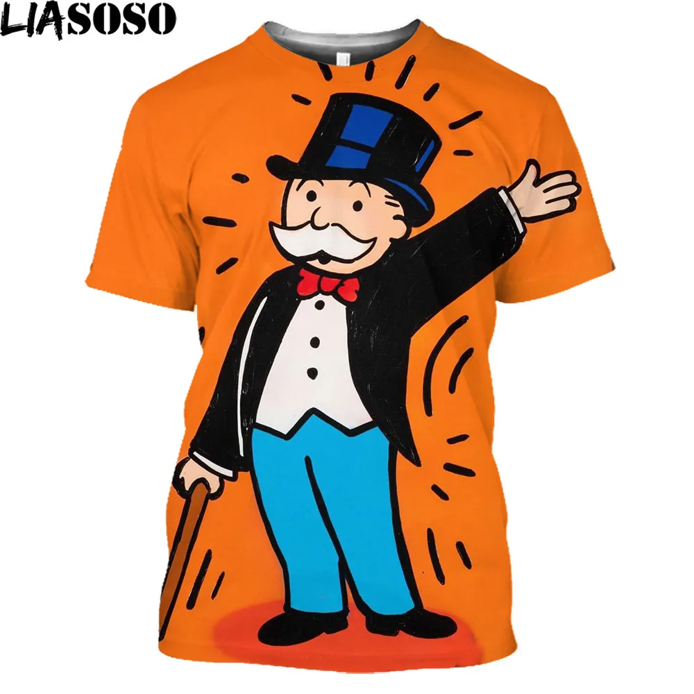 Liasoso Alec Monopoly Graphic T Shirt Uomo Donna Divertente Casual Old Rich Harajuku T-Shirt Denaro Retro Dna Plus Size Top Tees