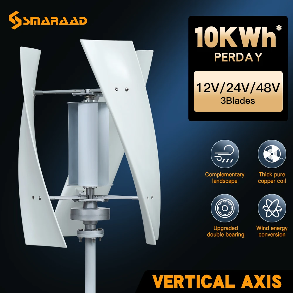 Smaraad Polonia Spedizione Veloce Turbina Eolica 2000W Generatore Verticale Sospensione A Magnete Permanente Avviamento A Vento Basso Famiglia 220V