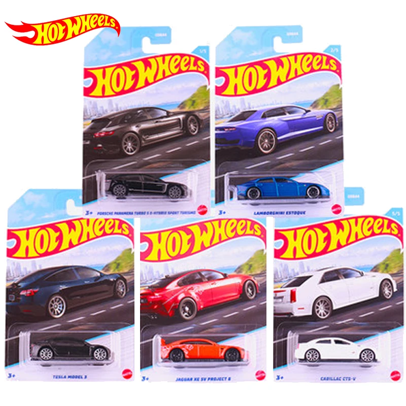 Original Hot Wheels Premium Car Modern Classics Diecast 1/64 Tesla Model 3 Lamborghini Cadillac Jaguar Boys Toys For Children