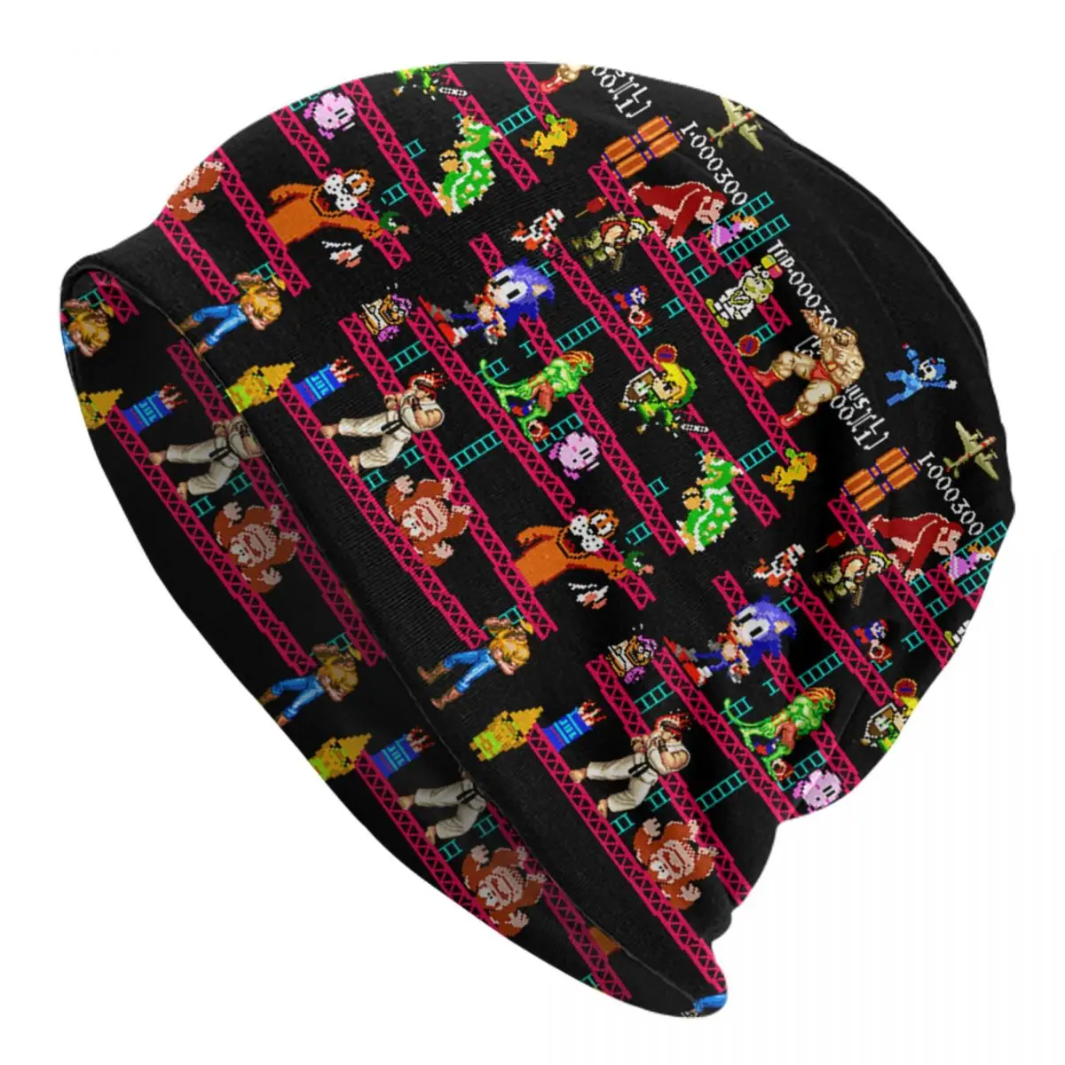 Videogioco Classic Arcade Game Collage Beanie Cap Unisex Winter Warm Bonnet Homme Knitting Hat Donkey Kong Skullies Berretti Cappelli