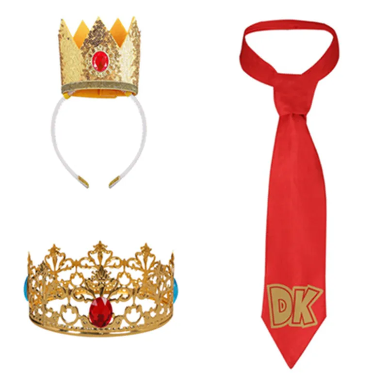 Asino Cosplay Neck Tie Kong Neckband Movie Peach Red Neckband Princess Crown Fascia Halloween Carnival Costume Accessori