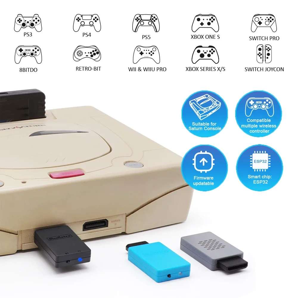 Blueretro Adattatore Per Controller Wireless Per Console Sega Saturn Supporto Ps4 Ps5 8Bitdo Switch Pro Switch Controller Di Gioco Joycon