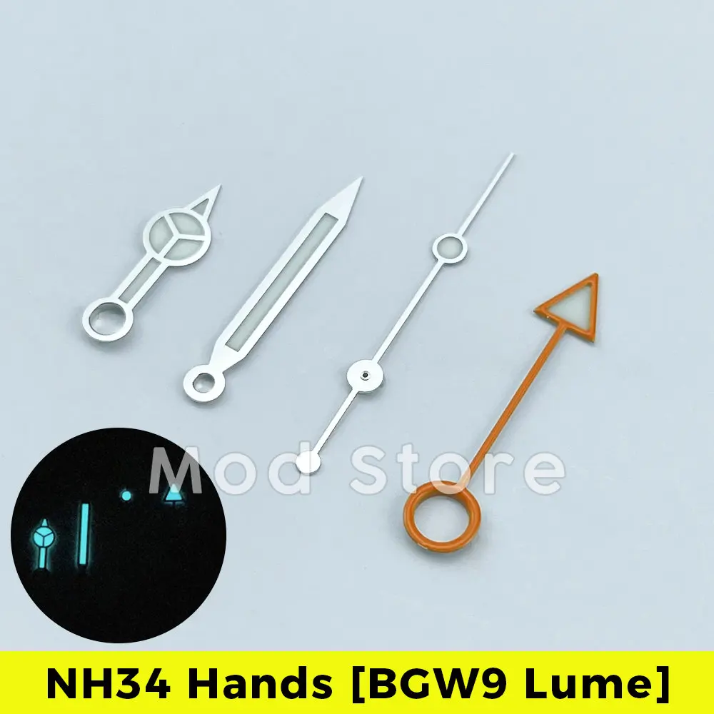 Nh34 Gmt Watch Hands Set Mod Per Nh34A Movement Skx Ssk Mod Bgw9 Lume 4-Hand Explorer Ii 24 Ore Hand Orange Nh35 Bgw9 Hands