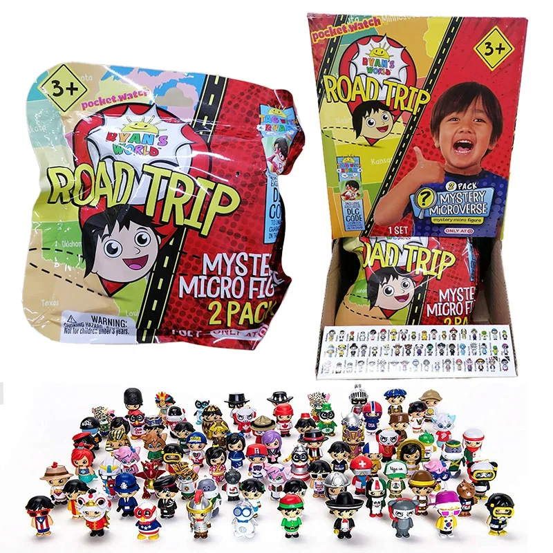 Ryans World Road Trip Figures Game Card Stickers Poster Collect Mystery Micro Blocks Figure Blind Bags Regali Giocattolo Per Bambini