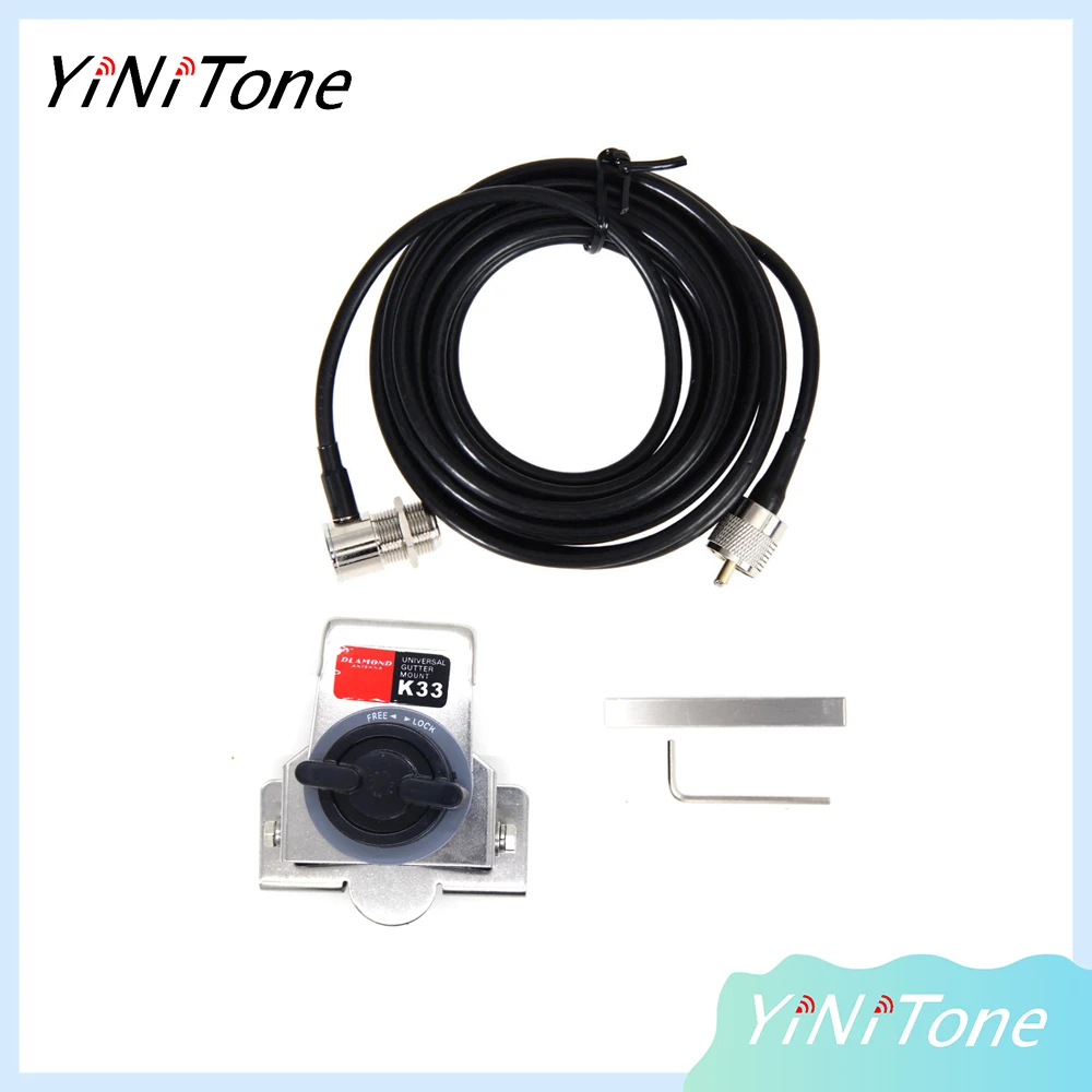 K-33 Bianco Mobile Car Radio Antenna Montaggio Staffa Clip Extension Kit Pl259 5M Rg58 Cavo Per Kenwood Yaesu Baofeng/Th-9800/Th-78