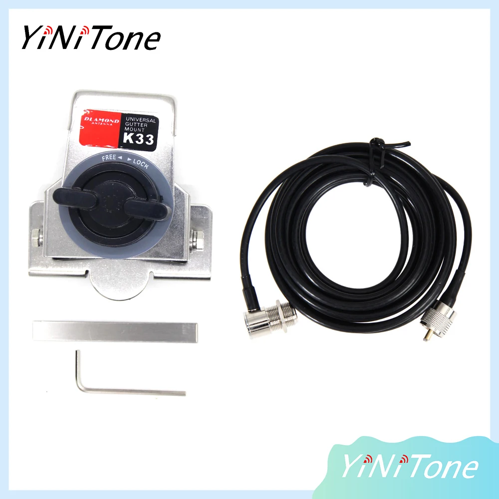K-33 Bianco Pl259 Cb Radio Antenna Mount Clip Universale Edge 5M Rg58 Cavo Di Prolunga Per Kenwood Yaesu Baofeng/Th-9800/Th-7800