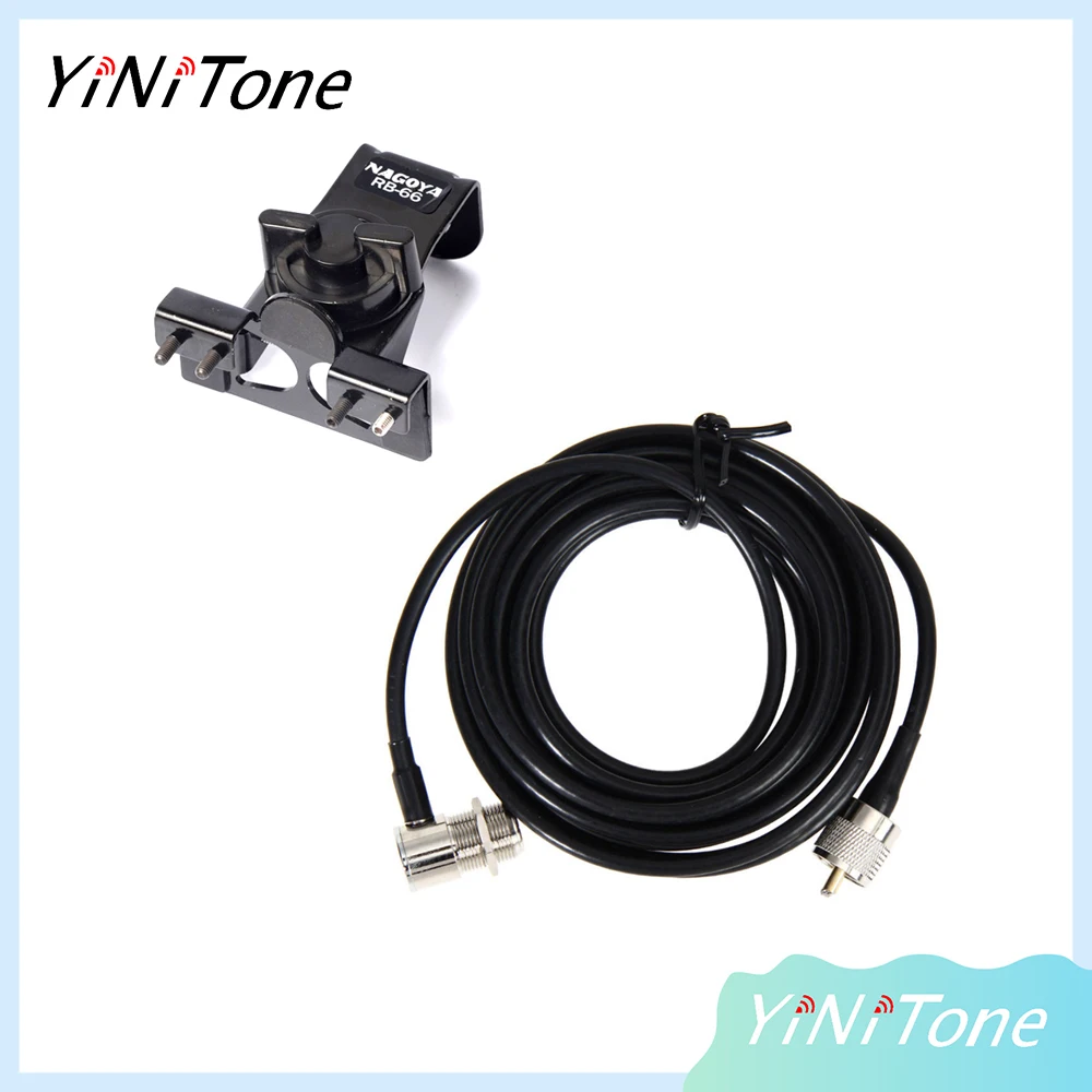 Rb-66 Nero Mobile Car Radio Antenna Montaggio Staffa Clip Extension Kit Pl259 5M Rg58 Cavo Per Kenwood Yaesu Baofeng/Th-9800/Th-7