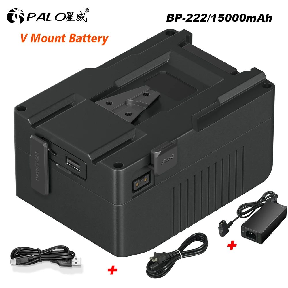 Batteria Palo V Mount Bp-222 15000Mah Per Batterie Sony V-Lock Bp Videocamera Broadcast Led Video Light Blackmagic Ursa Mini Pro