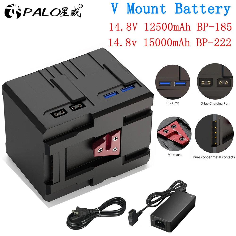 Batteria Palo V Mount Per Sony V-Lock Bp Battery Camcorder Broadcast Led Video Light Blackmagic Ursa Mini Pro Usb Pocket Battery