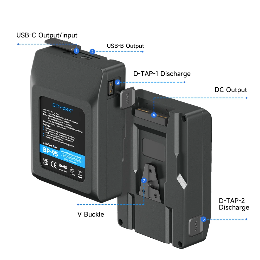 Palo Bp-95 V Mount Batteria Ricaricabile V-Lock Bp Batteria Per Videocamera Broadcast Led Video Light Blackmagic Ursa Mini Pro