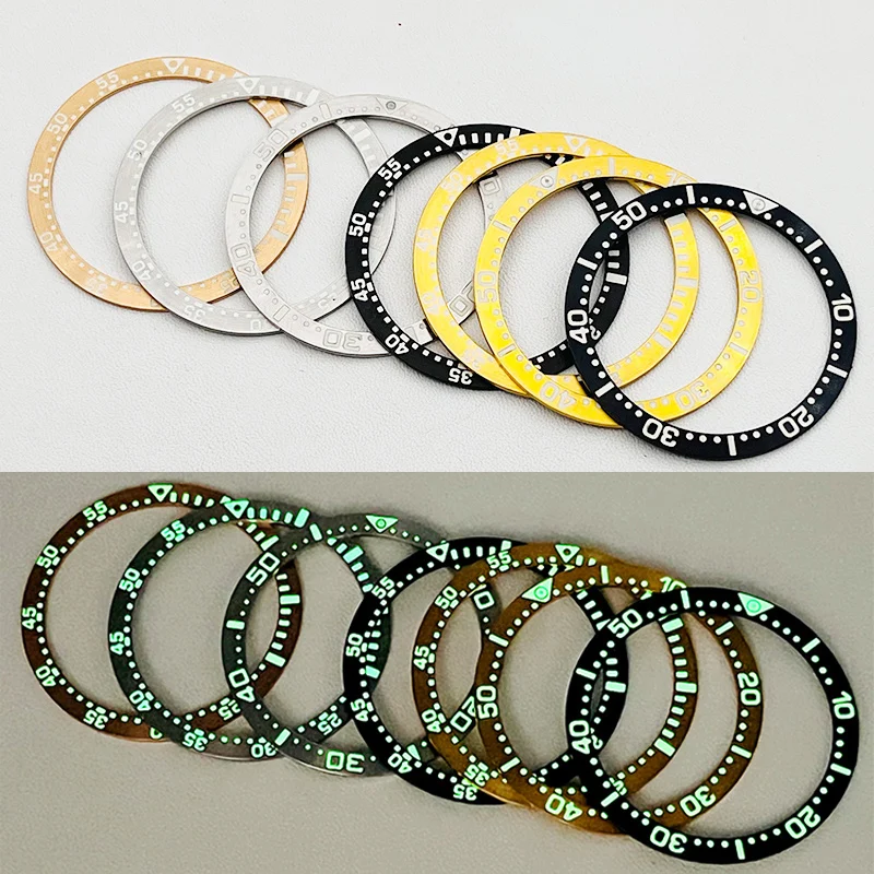 38X31.5Mm Verde Luminoso Seiko Skx007 Cornice Inserto Fit Seiko Skx007 Srpd Cassa Dell'Orologio Nh35 Cassa Skx007 Anello Con Cornice In Acciaio Inossi