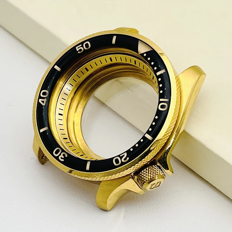 41Mm Mod Gold Watch Case Nh35 Case Fit Seiko Skx007 Srpd Per Nh35 Nh36 Watch Movement Custodia Posteriore Trasparente 20Atm Man Watch Case