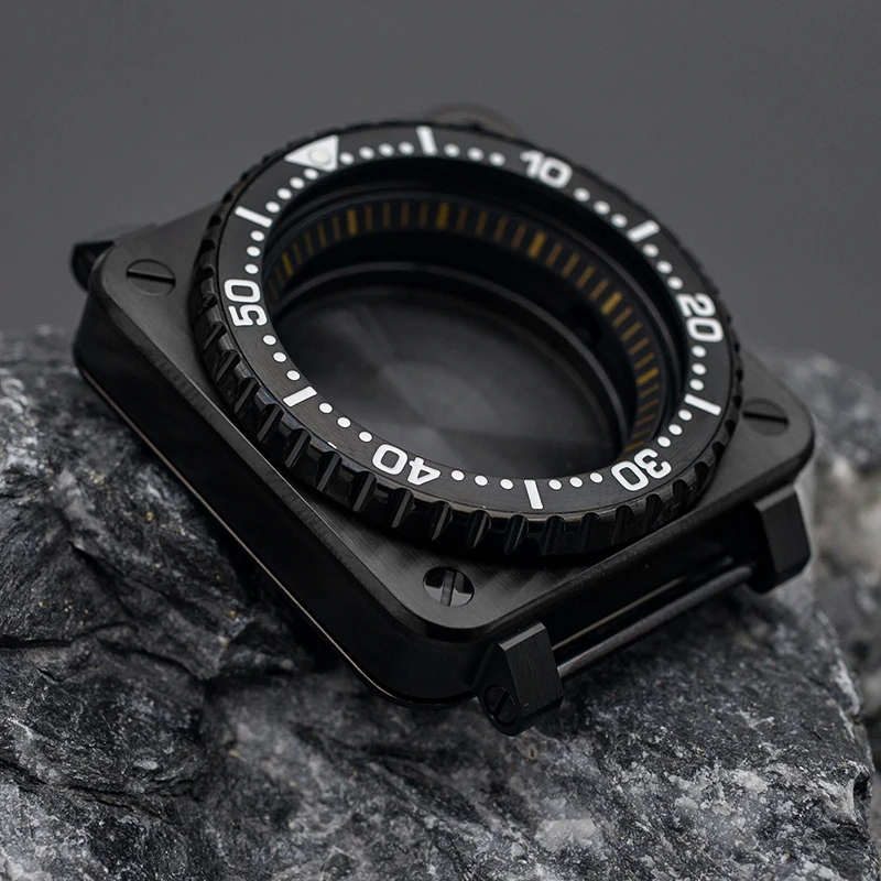 Cassa Dell'Orologio Nera Quadrata Adatta A Seiko Nh34 Nh35 7 S26 Movimento Vetro Zaffiro 20Atm Impermeabile Mod Seiko Skx007 Custodie Per Orologi In S
