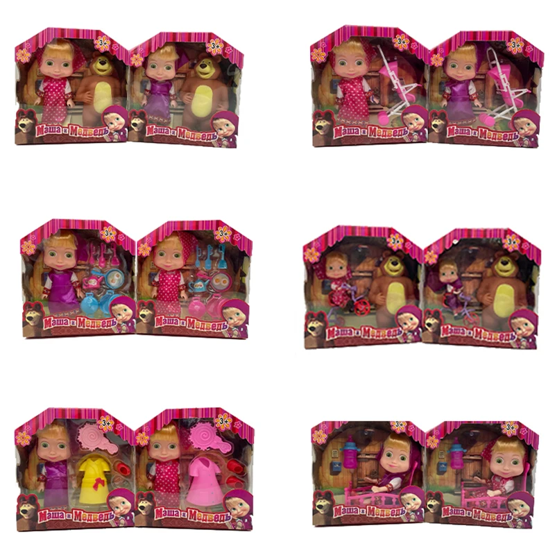 Mashas And The Bear Doll Toy Classic Set Anime Cartoon Doll Kawaii Model Toy Doll Collection Giocattolo Per Bambini Regalo Di Compleanno Per Bambini