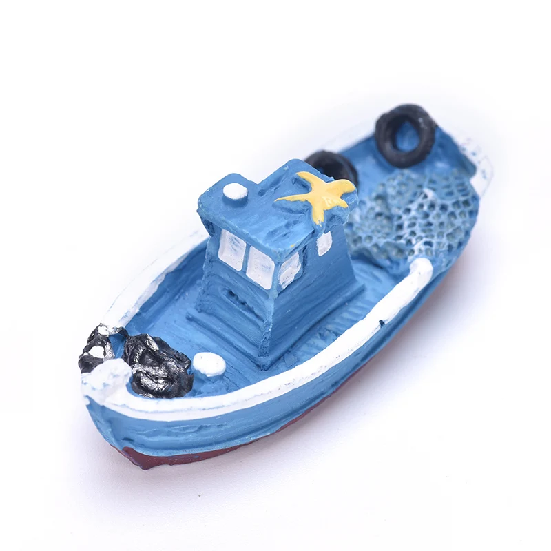 Pop 1 Pz Yacht Nave Barca Da Pesca Miniatura Fata Giardino Casa Case Craft Micro Paesaggistica Decor Accessori Fai Da Te