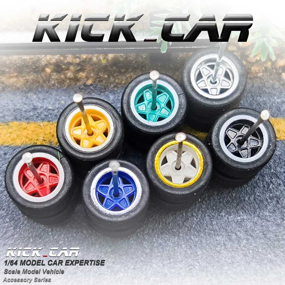 Kickcar 1/64 Ruote Pneumatici In Gomma Five Claws Axes Detail-Up Kit Modificato Per 1:64 Hotwheels Model Car Toy Wheel Kit 4 Pz/Borsa