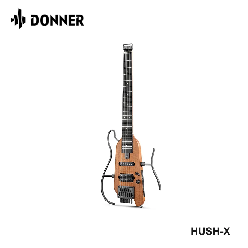 Donner Hush-X Chitarra Da Viaggio Elettrica Acustica Silenziosa Senza Testa Telai Rimovibili Corpo Solido In Mogano Ultraleggero Hush X