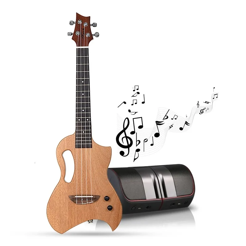 Ukulele Elettrico Silent Guitar Tenore 26 Pollici Mini Full Solid Mogano Connect Cuffie Amplificatori 4 Corde Bluetooth Travel