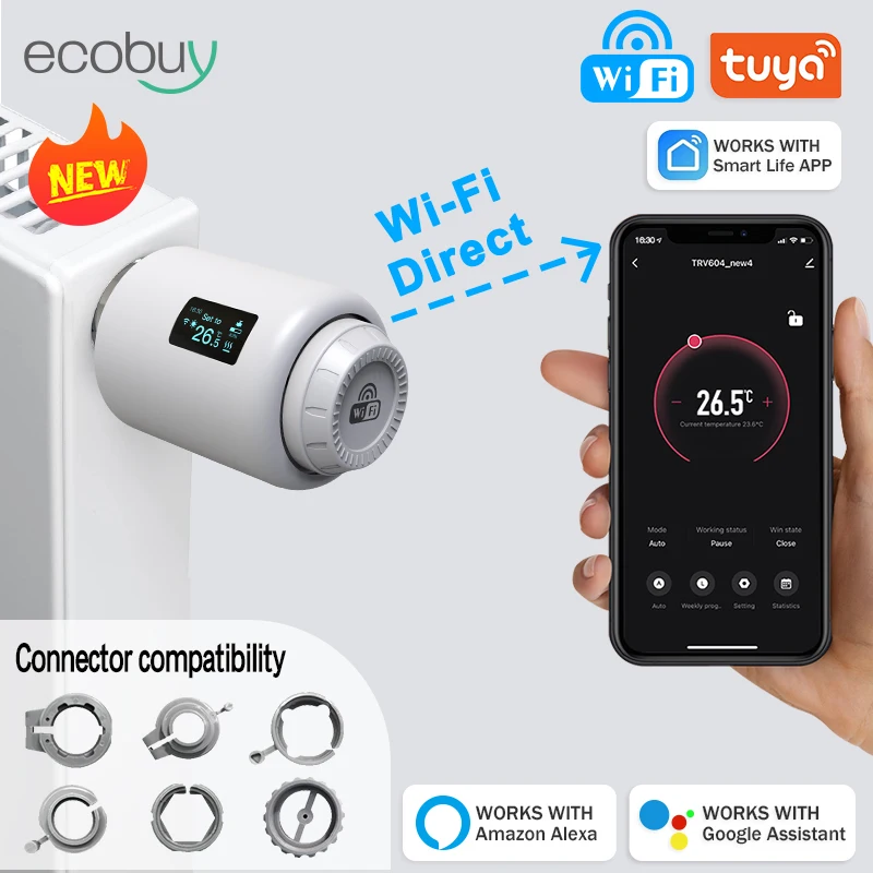 Tuya Trv Wifi Termostato Smart Termostatico Testa Valvola Radiatore Attuatore Riscaldamento Regolatore Di Temperatura Alexa Google Home