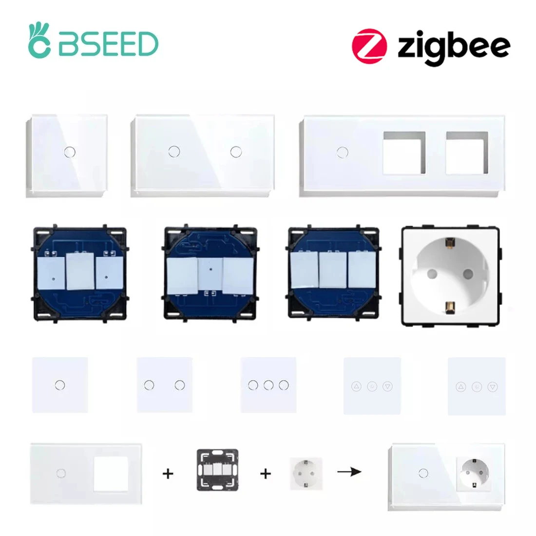 Bseed No Neutro Smart Zigbee Switch Touch Glass Panel Frame Eu Smart Plug Funzione Parti Supporto Smart Life Google Alexa App