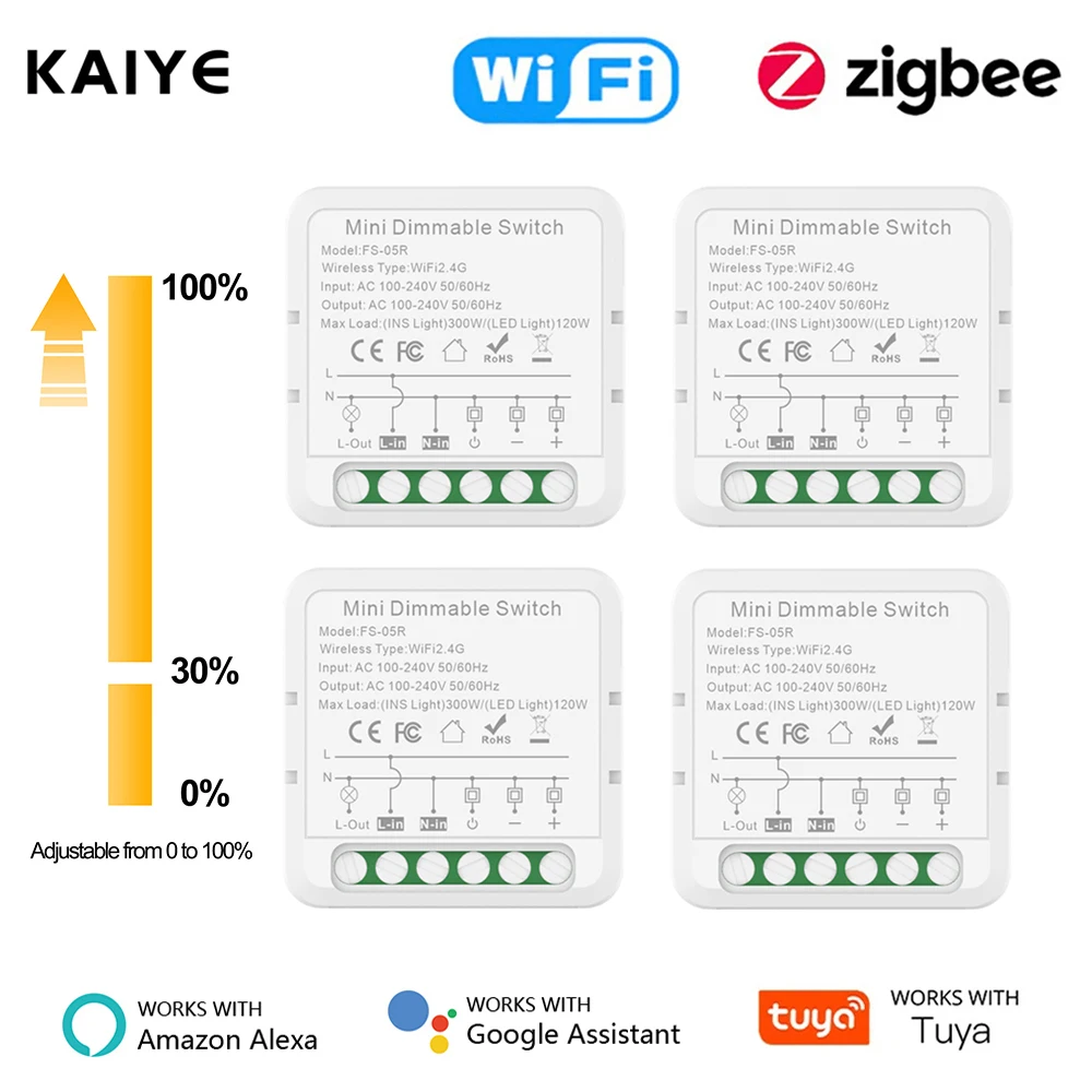 Tuya Wifi Zigbee Smart Dimmer Switch Module Breaker Smart Life Control Led Lights Dimmerabile Switch Funziona Con Alexa Google Home