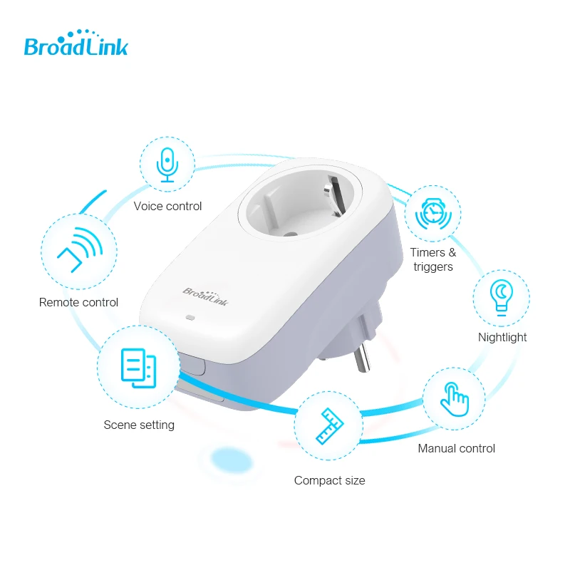 Broadlink Sp4L-Eu 16A Wifi Smart Plug Socket Eu Funziona Con Alexa, Google Home, Siri, Yandex, Ifttt