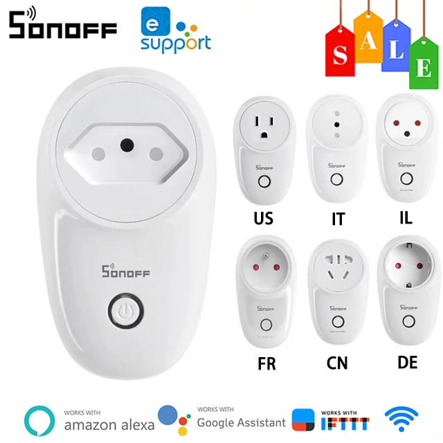 Sonoff S26 R2 Wifi Smart Plug 16A Wifi Plug Real Timer Smart Socket Ewelink Remote Control Compatibile Con Alexa Google Home