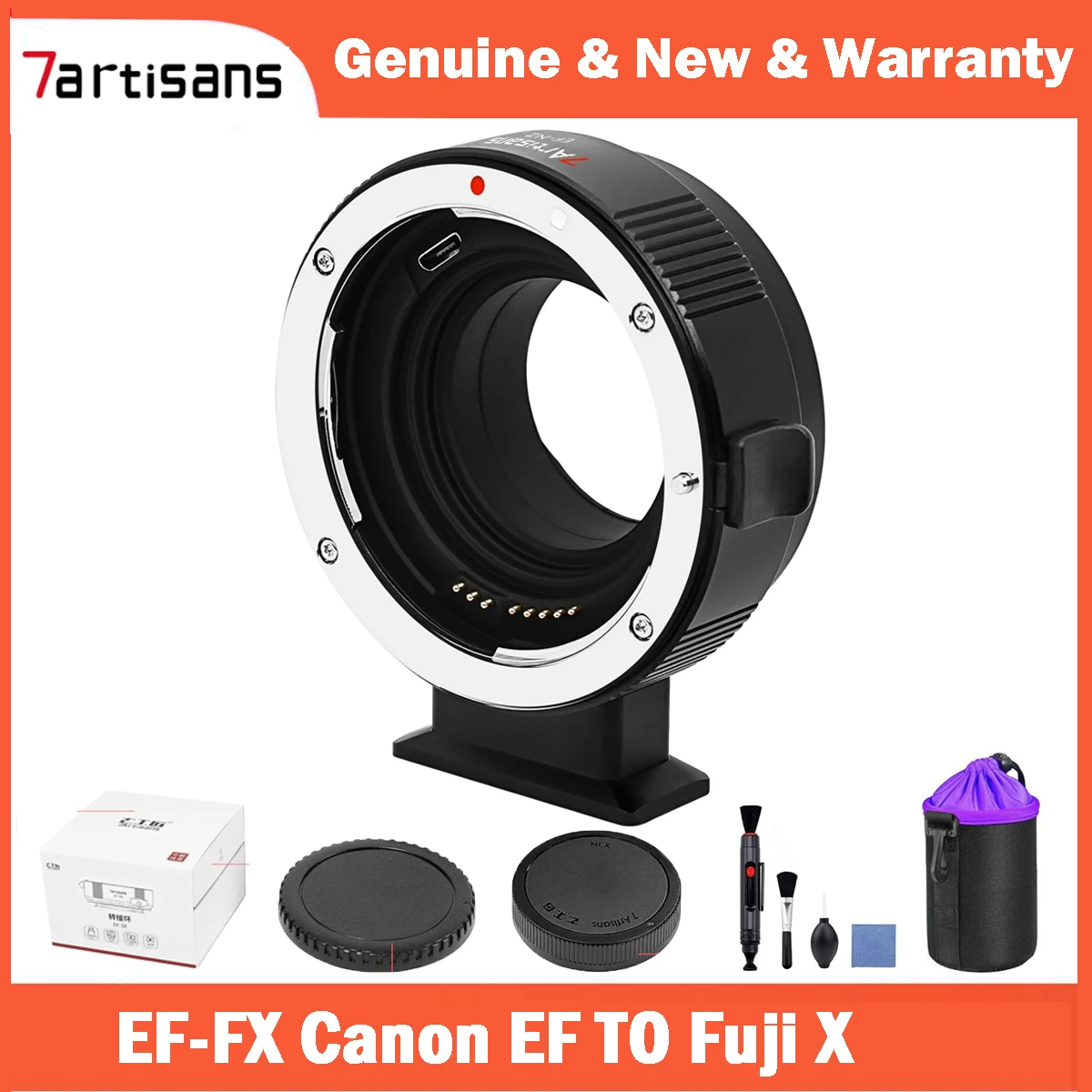 7 Artigiani Ef-Fx Adattatore Per Obiettivo Auto-Focus Speedbooster Converter Ring Per Obiettivo Canon Ef A Fuji X Camera Xt-1 X-T2 X-T3 X-T4 X-T10