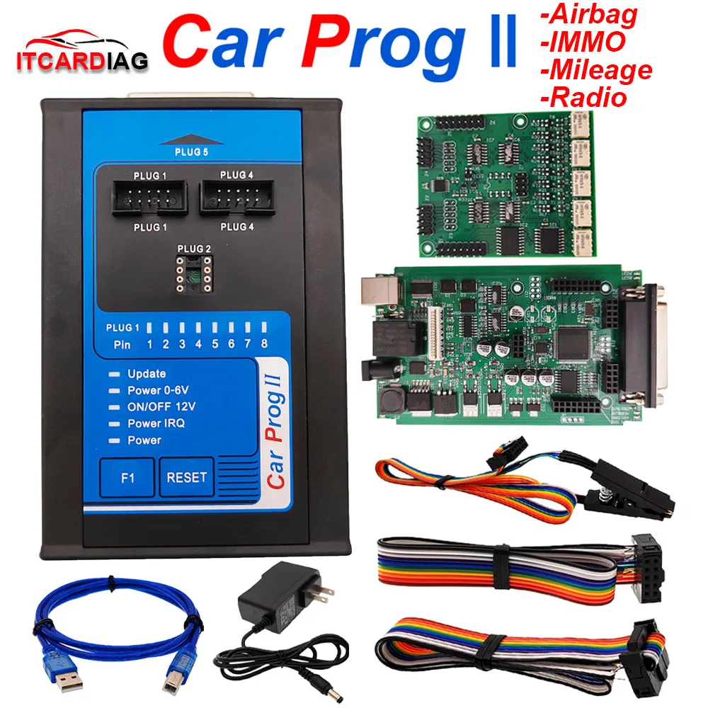 Carprog 2 Car Prog Ii Set Completo Programmatore Ecu Reset Auto Ecu Chip Tuning Tool Programma Per Crash Data Airbag Radio Immo Chilometraggio
