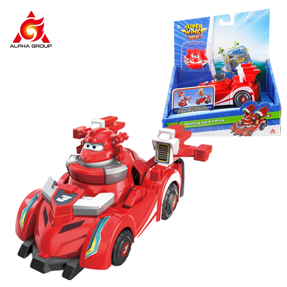 Super Wings Spinning Jett & Vehicle Spinning Mode & Vehicle Mode Jett Pop Out Da Vehicle & Spin Transformation Anime Kid Toys
