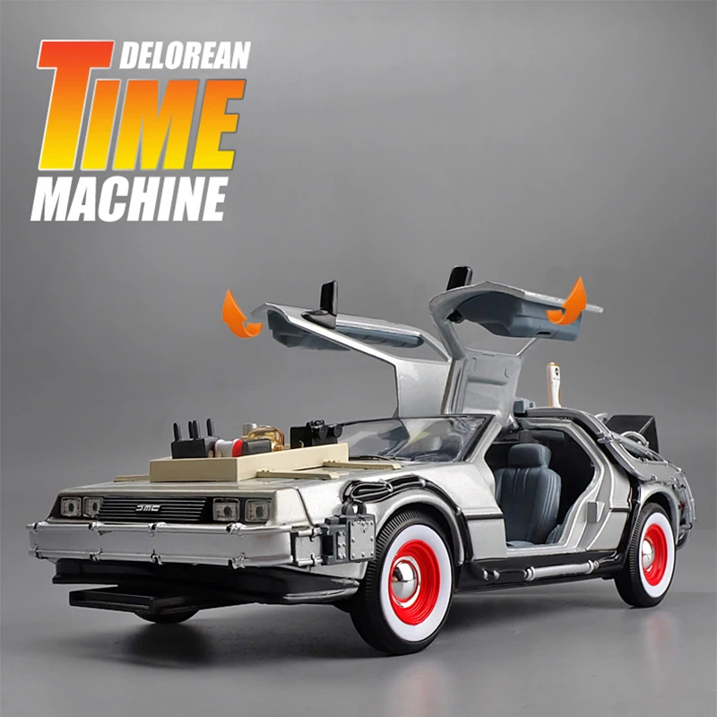 Welly 1:24 Dmc-12 Delorean Time Machine Back To The Future Car Model Diecast Metal Toy Car Model Simulation Collection Regalo Per Bambini