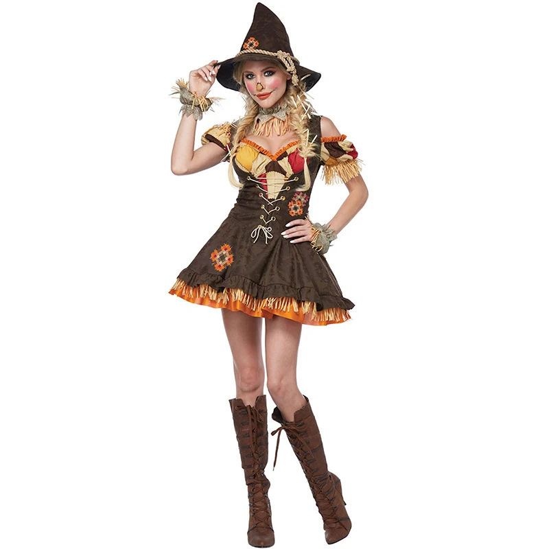 Carnevale Halloween Lady Spaventapasseri Costume Evil Wizard Fiaba Spooktacular Cosplay Fancy Party Dress