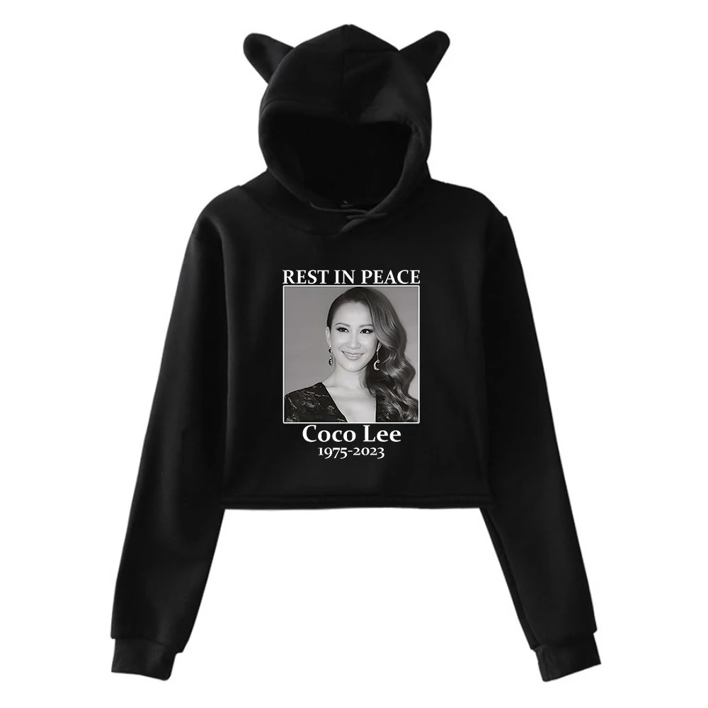 Coco Lee Rip Pullover Orecchie Di Gatto Felpa Con Cappuccio Felpe A Maniche Lunghe Donna Crop Top Pop Singer Li Wen 1975-2023 Resto In Vestiti Di Pace