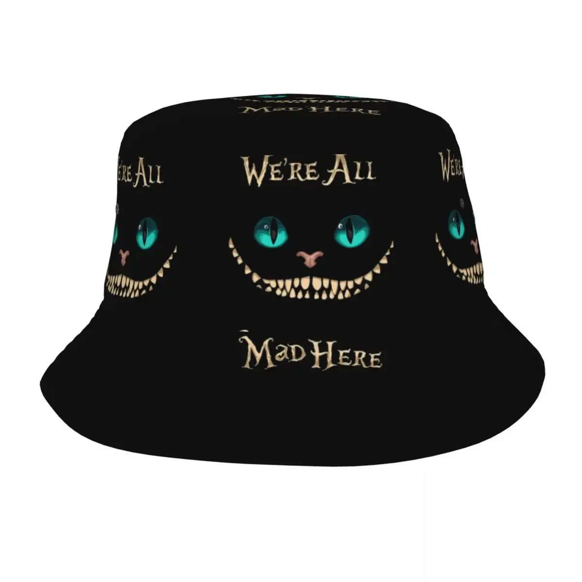 Cheshire Alice Cats We Re All Mad Here Bucket Hats Panama For Man Woman Bob Hats Cappelli Da Pescatore Di Moda Per Berretti Unisex Estivi