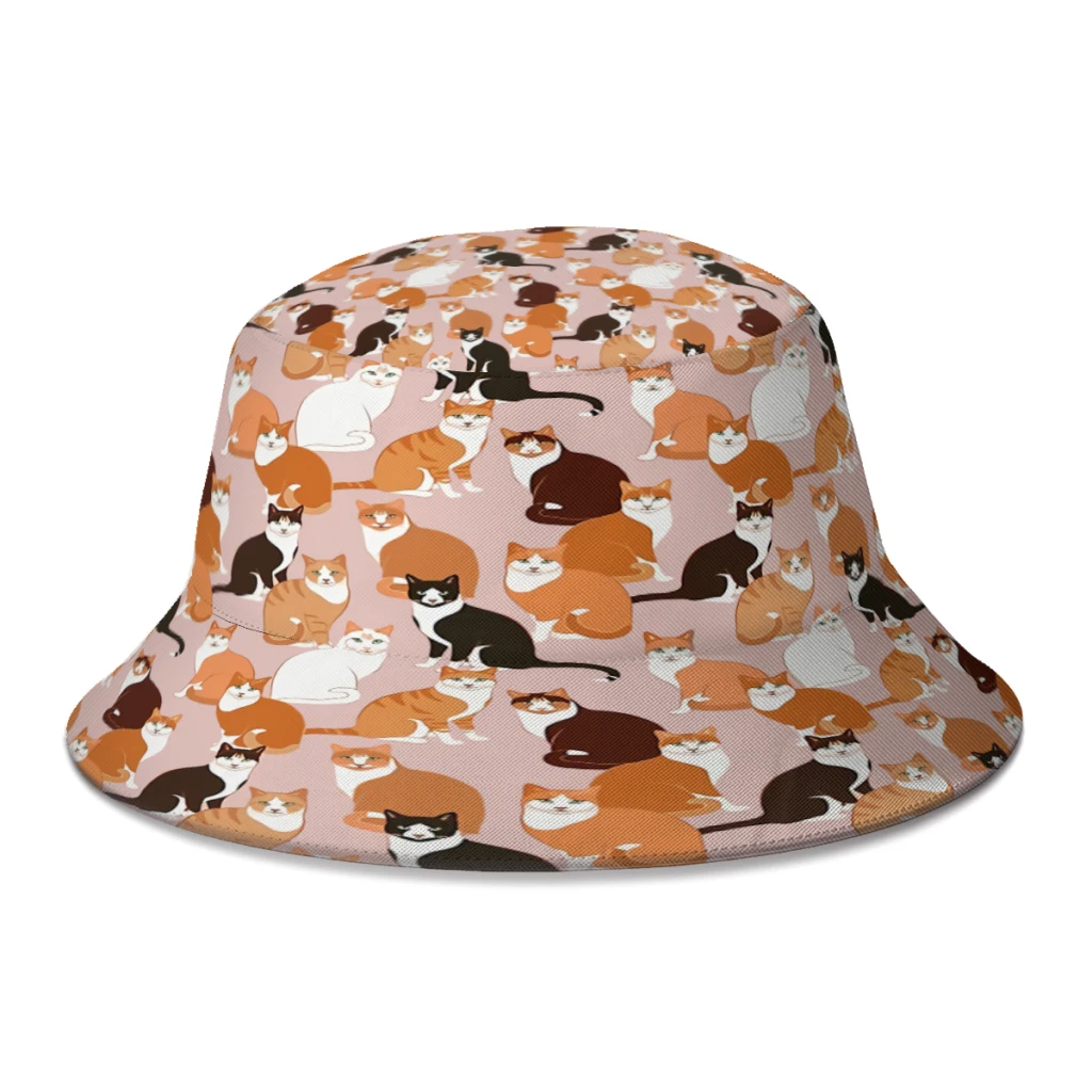 Ginger Cats On Pink Bucket Hat Per Donna Uomo Adolescente Pieghevole Bob Fisherman Hats Panama Cap Streetwear