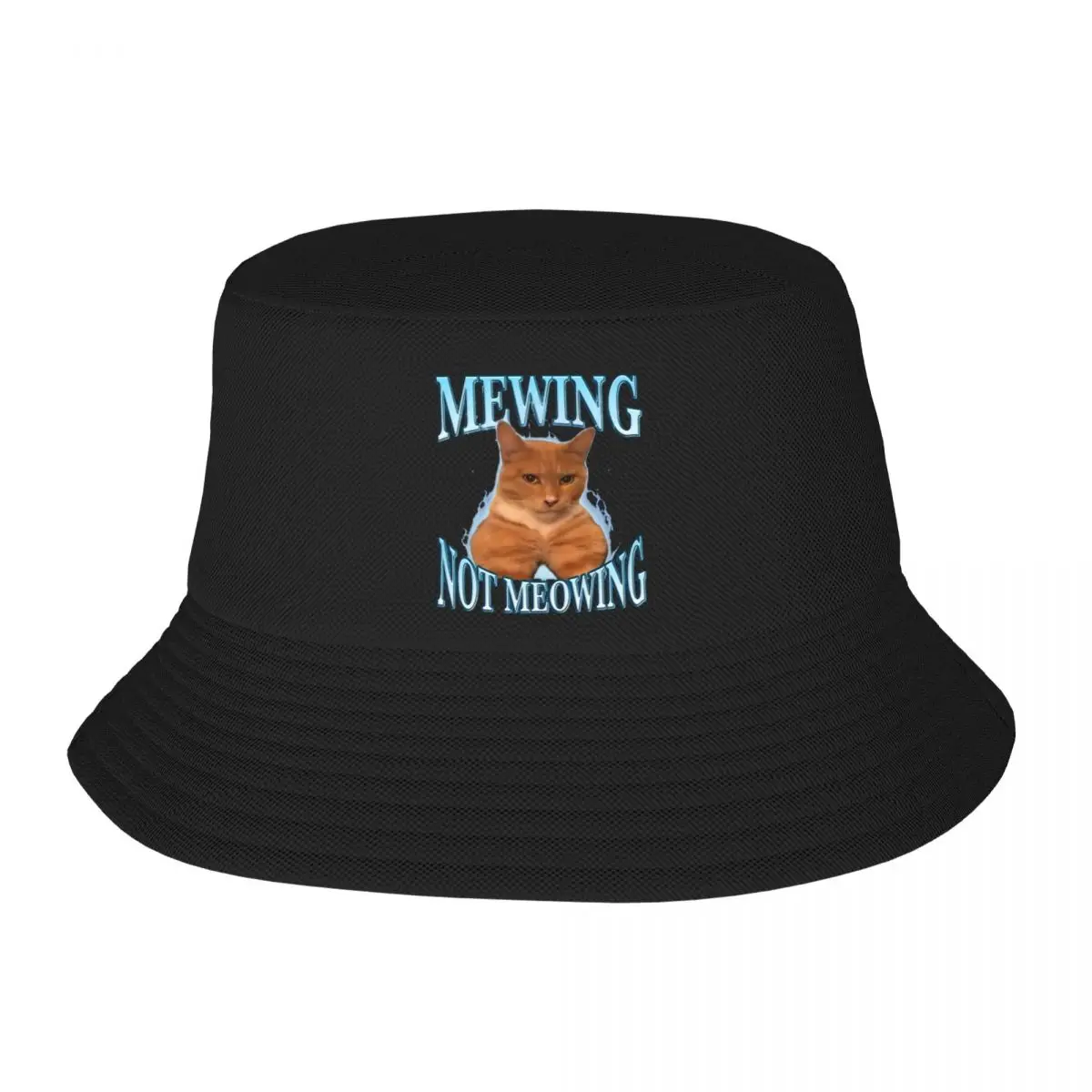Mewing Not Meowing Funny Meme Bucket Hats For Teen Vocation Moging Cat Bob Hats Harajuku Pieghevole Per L'Escursionismo In Fuga Copricapo