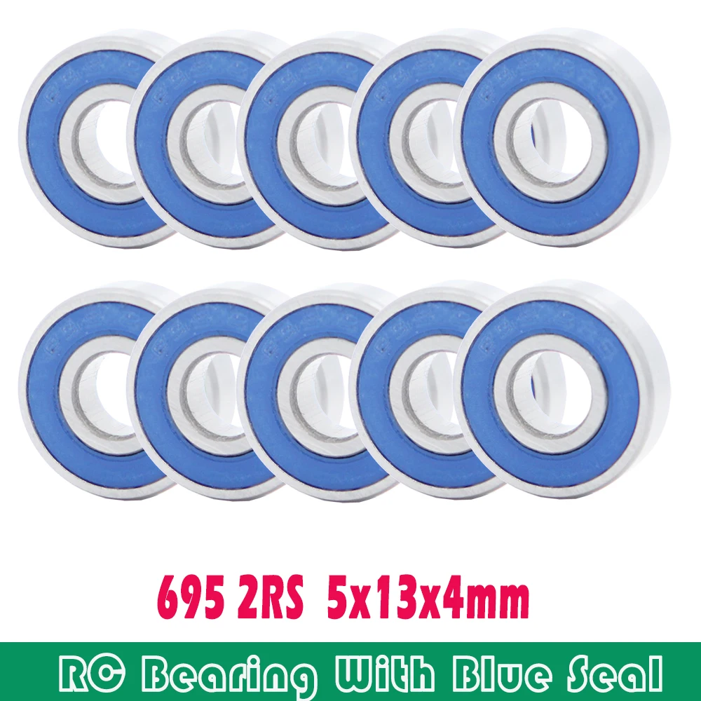 695Rs Cuscinetto 10 Pezzi 5X13X4Mm Abec-3 Hobby Elettrico Rc Auto Camion 695 Rs 2Rs Cuscinetti A Sfera 695-2Rs Blu Sigillato